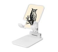 Woshuwo Great Horned Owl - Soporte plegable para teléfono celular, ángulo ajustable, altura de escritorio, portátil, compatible con todos los teléfonos inteligentes, estilo blanco