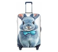 Woshuwo Happy Bunny - Funda elástica para equipaje de viaje, con pajarita azul, a prueba de polvo, resistente a los arañazos, protector de maleta de 22 a 24 pulgadas