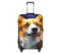 Woshuwo Happy Corgi Dog Smiling - Fundas elásticas para equipaje de viaje, a prueba de polvo, resistente a los arañazos, protector de maleta de 22-24 pulgadas