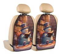 Woshuwo Happy Snowman Reading Book In Library - Protectores para asiento de coche, 2 unidades con bolsillos de almacenamiento para vehículos para proteger de la suciedad, el barro y los arañazos