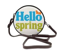 Woshuwo Hello Spring - Bolso bandolera redondo de piel para mujer, diseño de mariposa naranja