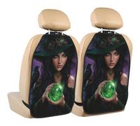 Woshuwo Hermosa bruja con una bola de cristal para asiento de coche, 2 unidades con bolsillos de almacenamiento para proteger de la suciedad y arañazos en el barro