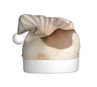 Woshuwo Hermoso sombrero de Papá Noel blanco sobre arena beige para adultos, gorro de Navidad novedoso