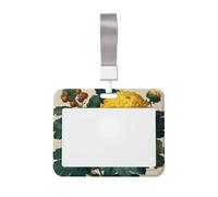 Woshuwo Hermoso soporte para tarjetas de identificación de crisantemo dorado, de plástico duro, protector de etiqueta de nombre para enfermeras y oficina