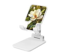 Woshuwo Hermoso soporte plegable para teléfono celular Evergreen Magnolia, ángulo ajustable, altura de escritorio, portátil, compatible con todos los teléfonos inteligentes, estilo blanco