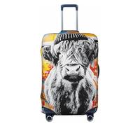 Woshuwo Highland Cattle Graffiti Street Art - Fundas elásticas para equipaje de viaje, a prueba de polvo, resistente a los arañazos, protector de maleta de 22-24 pulgadas