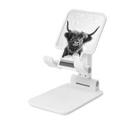 Woshuwo Highland Cow In A Bathtub - Soporte plegable para teléfono celular, ángulo ajustable, altura de escritorio, portátil, compatible con todos los teléfonos inteligentes, estilo blanco
