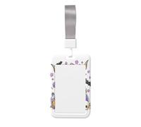 Woshuwo Highland Cow Pink Bow Holding Black Cat Sliding ID Badge Holder Hard Plastic Work Card Case Protector de nombre para enfermeras oficina