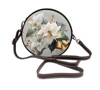 Woshuwo Holly Leaves With Three Golden Bells - Bolso cruzado redondo de piel para mujer