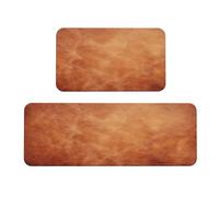 Woshuwo Juego de 2 alfombras de cocina con superficie de cuero pulido y antideslizante, alfombra para pasillo, alfombra de área de lavandería, decoración de cocina