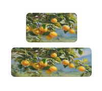 Woshuwo Juego de 2 alfombras de cocina grandes con diseño de limonero, antideslizantes, para el suelo, para el pasillo, la sala de lavandería, decoración de la cocina