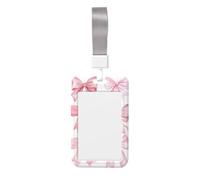 Woshuwo Juego de fundas para tarjetas de identificación de plástico duro con diseño de lazos rosados, protector de etiqueta de nombre para enfermeras y oficina