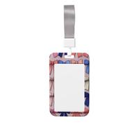 Woshuwo Juego de lazos azules y rosados con soporte deslizante para tarjetas de identificación de plástico duro, protector de etiqueta de nombre para enfermeras y oficina