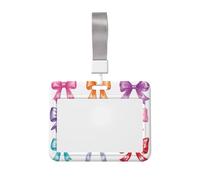 Woshuwo Juego de lazos de acuarela, rojo, rosa, verde, deslizante, tarjeta de identificación, funda de plástico duro, protector de etiqueta de nombre para enfermeras y oficina