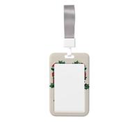 Woshuwo Lazo de Navidad vintage con soporte deslizante de acebo para tarjetas de identificación de plástico duro, protector de etiqueta de nombre para enfermeras y oficina