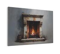 Woshuwo Lienzo decorativo con diseño de chimenea con llamas ardiendo para pared, 30 x 45 cm, enmarcado