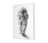 Woshuwo Lienzo decorativo tradicional chino con diseño de tigre que camina y se lava con tinta para dormitorio, sala de estar, 30 x 45 cm, enmarcado