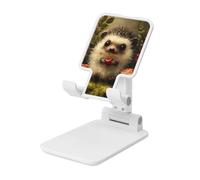 Woshuwo Lindo erizo sosteniendo una cereza soporte plegable para teléfono celular, ángulo ajustable, altura de escritorio, portátil, compatible con todos los teléfonos inteligentes, estilo blanco
