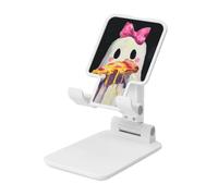Woshuwo Lindo fantasma blanco sosteniendo pizza en la mano, soporte plegable para teléfono celular, ángulo ajustable, altura de escritorio, portátil, compatible con todos los teléfonos inteligentes