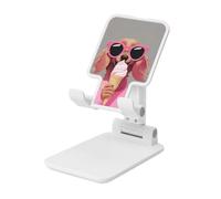 Woshuwo Lindo perro salchicha sosteniendo un cono de helado, soporte plegable para teléfono celular, ángulo ajustable, altura de escritorio, portátil, compatible con todos los teléfonos inteligentes