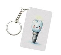 Woshuwo Llavero acrílico con implante dental con diseño de acuarela sonriente para hombre y mujer