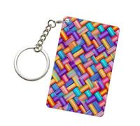 Woshuwo Llavero acrílico de tela gruesa tejida colorida, llaveros de moda, cadenas acrílicas para coche, etiquetas para hombres y mujeres