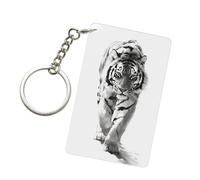 Woshuwo Llavero acrílico tradicional chino con diseño de tigre que camina con diseño de tigre, llaveros de moda, cadenas acrílicas para coche, etiquetas para hombres y mujeres