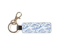 Woshuwo Llavero de coche clásico con patrón de Toile azul y blanco, llavero universal ideal para hombres y mujeres