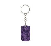 Woshuwo Llavero rectangular de metal chapado en mármol morado oscuro de cuarzo para mujeres y hombres