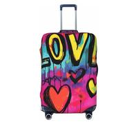 Woshuwo Love Heart Graffiti Street Art - Fundas elásticas para equipaje de viaje, a prueba de polvo, resistente a los arañazos, protector de maleta de 22 a 24 pulgadas