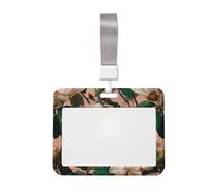 Woshuwo Magnolia blanca sobre rosa, soporte deslizante para tarjetas de identificación, de plástico duro, protector de etiqueta de nombre para enfermeras y oficina