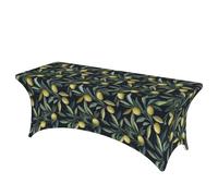 Woshuwo Mantel de mesa con patrón de aceitunas y hojas, tela elástica de 1,8 m para mesa rectangular, cocina, comedor, banquete, boda, fiesta