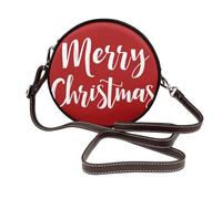 Woshuwo Merry Christmas On Red - Bolso cruzado redondo de piel para mujer