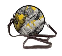 Woshuwo Minimal Banana Leaf Pattern - Bolso cruzado redondo de piel para mujer