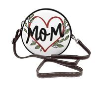 Woshuwo Mom Is The Heart Of The Family - Bolso cruzado redondo de piel para mujer