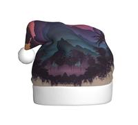 Woshuwo Mountain Silhouette Mandala Tropical Sunset Santa Hat Adult Christmas Headwear Novelty Christmas Hat