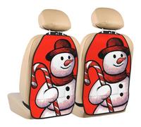 Woshuwo Muñeco de nieve con bastón de caramelo en color rojo para asiento de coche, 2 unidades con bolsillos de almacenamiento para vehículos para proteger de arañazos de barro y suciedad