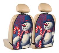 Woshuwo Muñeco de nieve con bastón de caramelo retro para asiento de coche, 2 unidades con bolsillos de almacenamiento para proteger de la suciedad y arañazos de barro