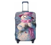Woshuwo Muñeco de nieve rosa sombrero bufanda Evergreen ramas elásticas fundas de equipaje de viaje a prueba de polvo resistente a los arañazos protector de maleta ajuste 22-24 pulgadas