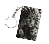 Woshuwo Native Woman - Llavero acrílico blanco y negro para coche, cadenas acrílicas para hombre y mujer