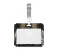 Woshuwo Nine Ghosts at The Long Rectangular Table Sliding ID Badge Holder Hard Plastic Work Card Case Name Tag Protector para enfermeras oficina