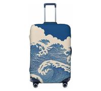 Woshuwo Ocean Waves - Fundas elásticas para equipaje de viaje, a prueba de polvo, resistente a los arañazos, para maleta, de 56 a 61 cm, color azul y crema
