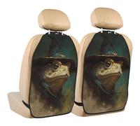 Woshuwo Old Toad Wearing A Witch Hat - Protectores para asiento de coche, 2 unidades con bolsillos de almacenamiento para vehículos para proteger de la suciedad y arañazos en el barro