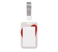 Woshuwo Our Happy Place - Funda para tarjetas de identificación, diseño de corazón rojo, grande, de plástico duro, protector de etiqueta de nombre para enfermeras y oficina
