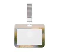 Woshuwo Peaceful Coastal Sand Path Ocean Sunrise - Soporte para tarjetas de identificación deslizante, plástico duro, protector de etiqueta de nombre para enfermeras y oficina
