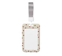 Woshuwo Pequeño corazón rojo sobre beige deslizante tarjeta de identificación funda de plástico duro protector de etiqueta de nombre para enfermeras oficina