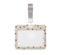Woshuwo Pequeño corazón rojo sobre beige deslizante tarjeta de identificación funda de plástico duro protector de etiqueta de nombre para enfermeras oficina