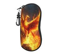 Woshuwo Phoenix Rising From Flames - Funda portátil para gafas de sol con luz dorada y ceniza