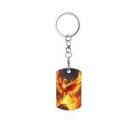 Woshuwo Phoenix Rising From Flames - Llavero rectangular de metal chapado en oro y ceniza, para mujeres y hombres
