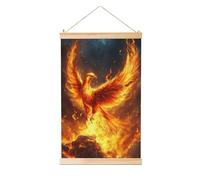 Woshuwo Phoenix Rising From Flames - Pintura colgante de lino dorado y ceniza, arte de pared para el hogar, obra de arte moderna, decoración de granja, 40 x 60 cm
